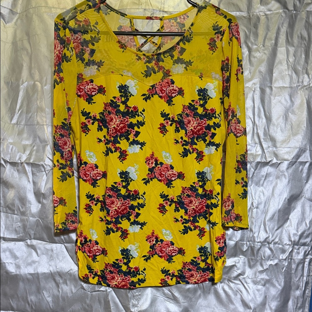 No Boundaries Yellow Floral Blouse